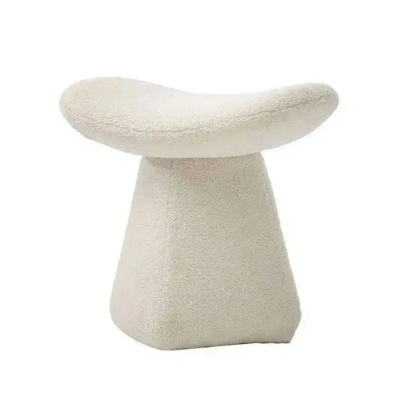

Bedroom Dressing Stools Nordic Wood Ottomans Solid Home Living Room Furniture Designer Lamb Velvet Shoe Changing Stool