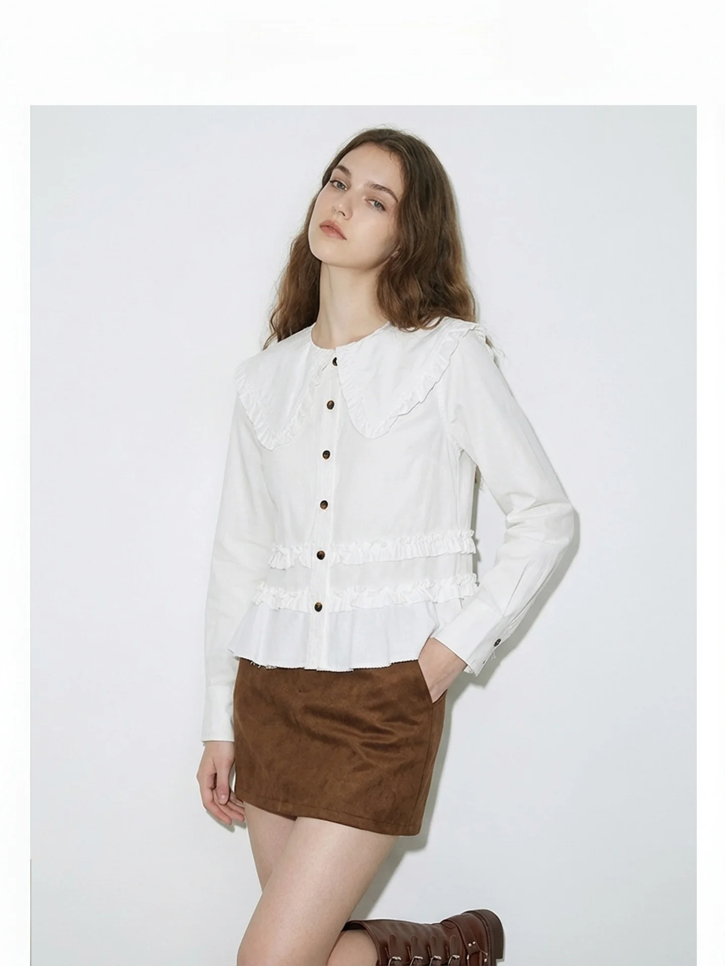 

Женская блузка с длинным рукавом и воротником-стойкой, хлопковая, с цветочным принтом, в стиле ретро-шик, новинка весна-осень