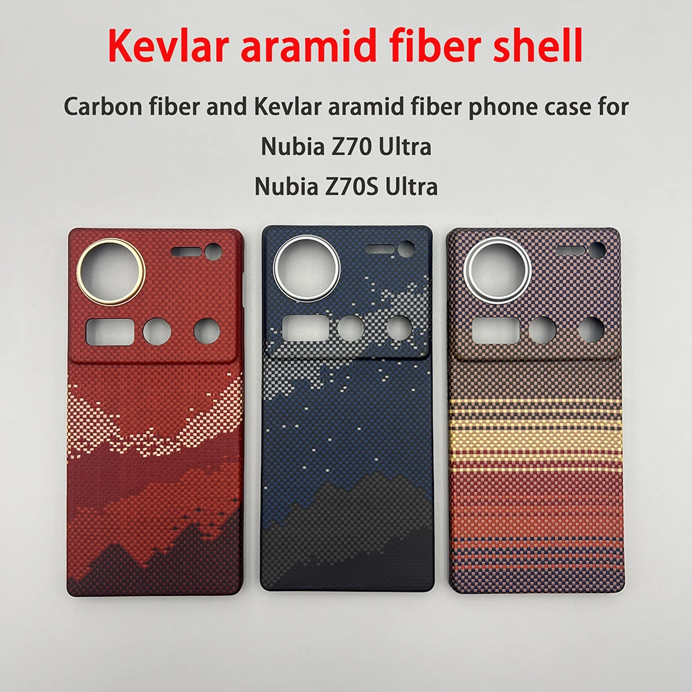 

For Nubia Z70 Ultra Carbon Fiber Z70S Ultra Phone Case Kevlar Aramid Fiber Hard Shell Lightweight Magnetic Protective Cover z70u