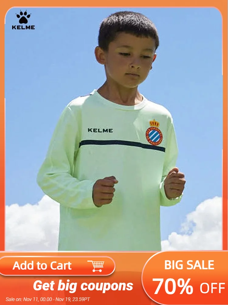 

KELME long-sleeved sports T-shirt youth fall new soccer training uniform round neck bottoming shirt running long T