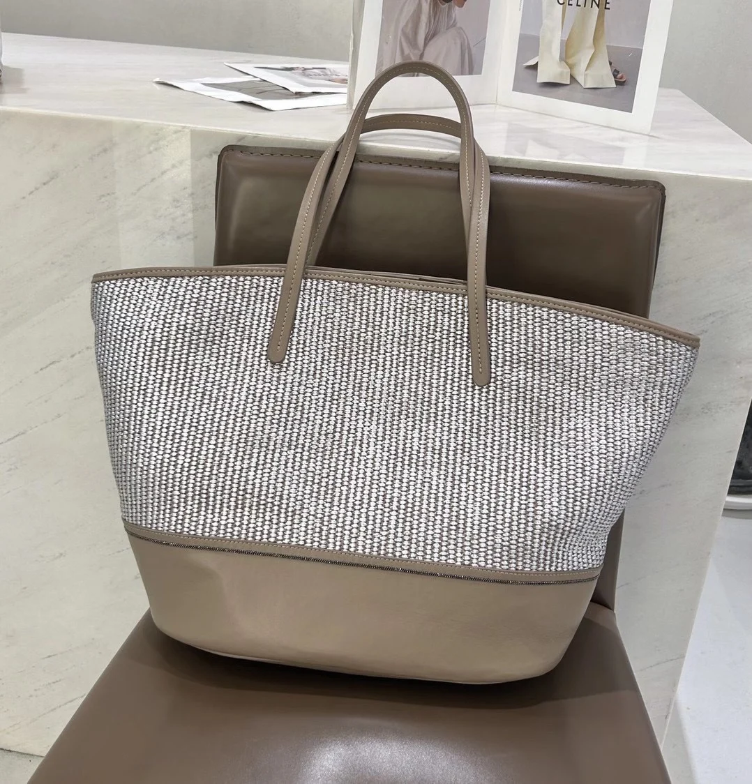 여성용 핸드백 빨대 진짜 가죽 숄더백, 빅 사이즈 44-18-28 cm