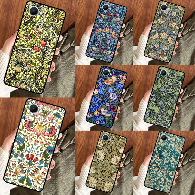 William Morris For Realme C55 C33 C31 C30 C35 C25Y C21Y C11 C15 8 9 10 Pro Plus GT Neo 2 3 5 2T 3T Case