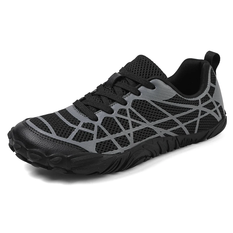 Men's Wide‑Toe Barefoot Sneakers, Fly‑Knit Mesh Upper, Non‑Slip Rubber Outsole, Outdoor Hiking Casual Shoes