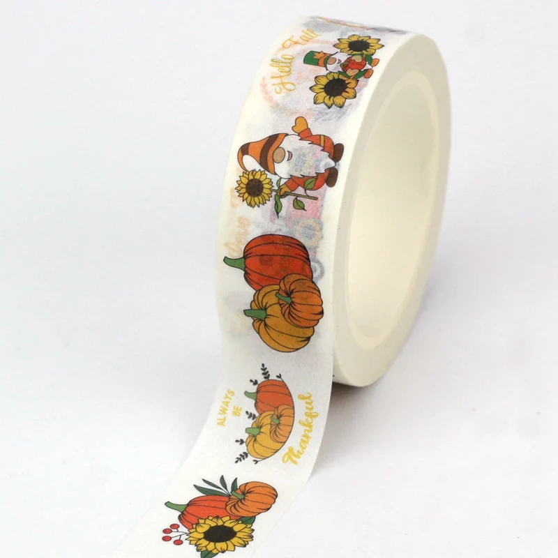 

NEW 1X 10M Deco Sunflower Pumpkin Red Car Gnomes Fall Washi Tape for Scrapbooking Planner Masking Tape Kawaii Papeleria