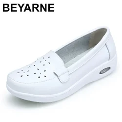 BEYARNE Quattro Stagioni donna In Puro bianco e nero morbido piattaforma completa di suola infermiera cuscino d'aria Scarpe Genuino Delle Donne shoesL007