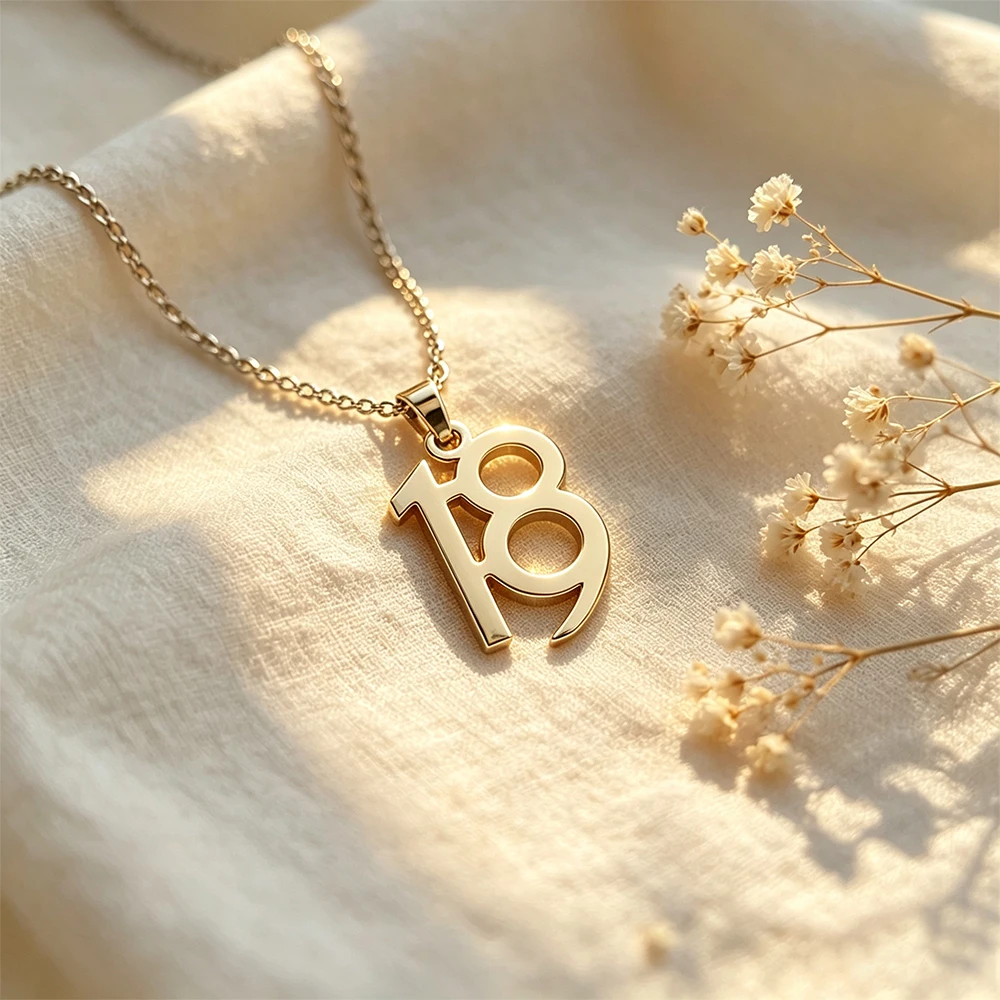 HIPEE Iran 18/19th Necklace Stainless Steel Number Date Necklace for Women Luxor Jewelry Accessory