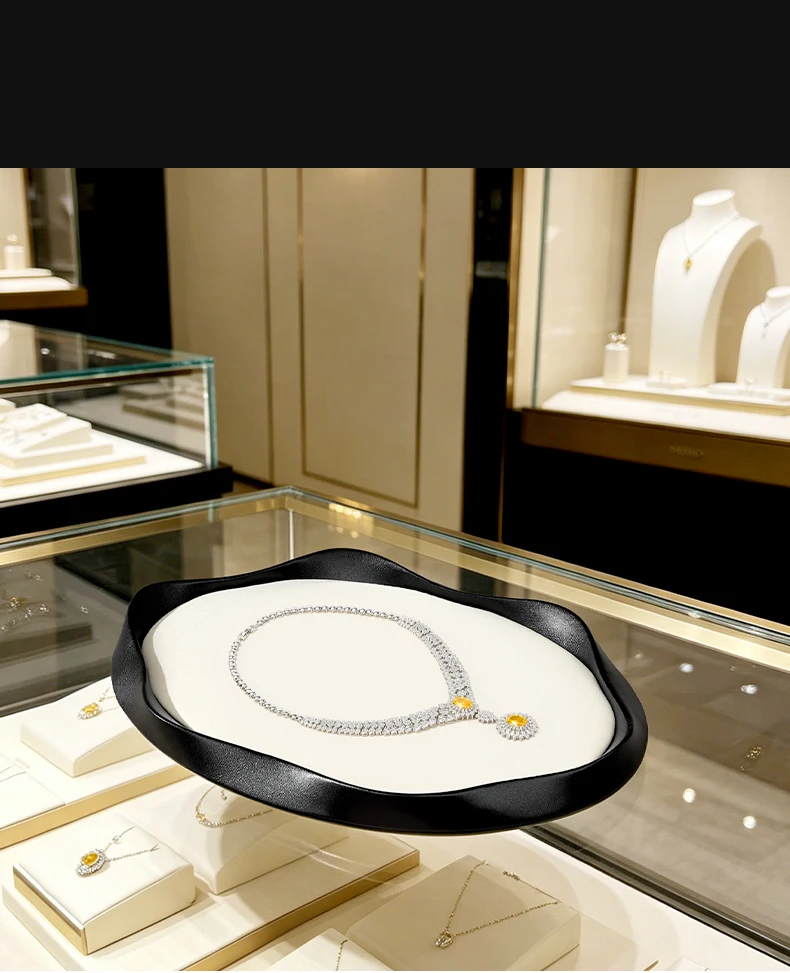 Oirlv Unregelmäßiges PU-Leder Schmuck-Display-Tablett Weich mit Samt Gefüttert Perlen-Armband Aufbewahrungsplatte Großes Schmuck-Präsentationstablett für Geschäfte – Detail 1