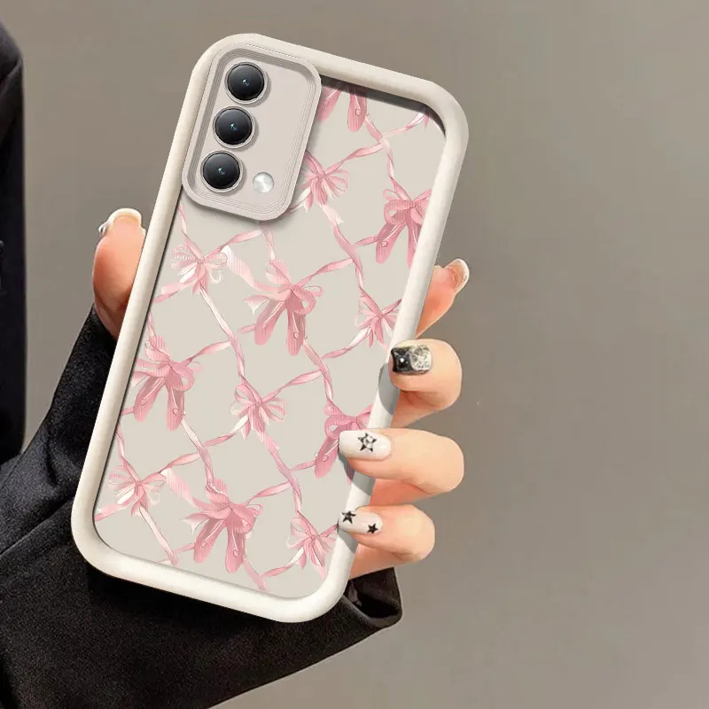 Casing pelindung lensa kamera, sarung HP untuk OnePlus 8T 10R 11 ACE2 3 Pink pita motif tahan guncangan silikon penutup lembut Funda