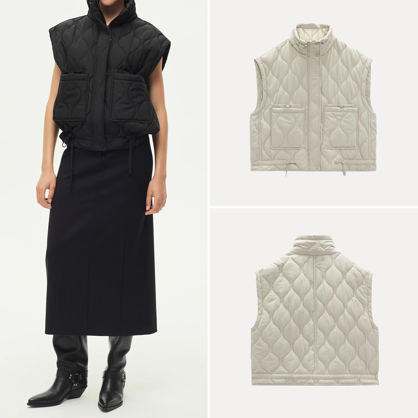 

2025 Autumn New Women's Sle Cotton Vest Zipper Diamond Patterned Waistcoat Pure Color Stand Collar Regular Length Z