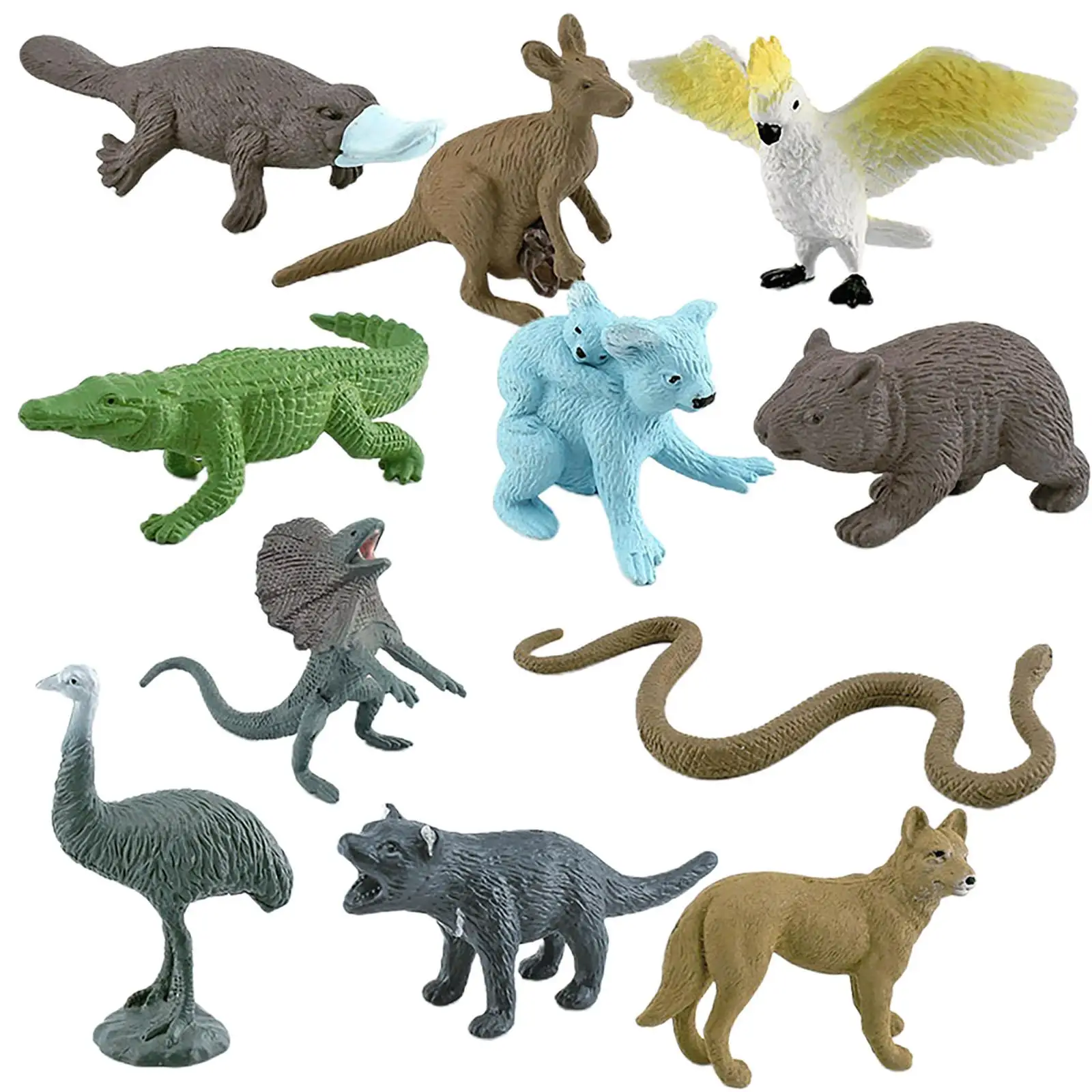 Animais Action Figure Model of Australian Animal, Decoração Desktop, 11 PCs