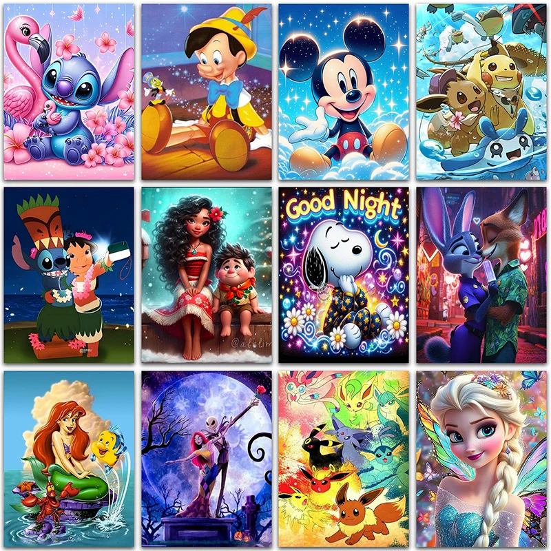 

Disney Pokemon Diamond Painting Frozen lilo and stitch Mickey Mouse Home Decor Full Square&Round mosaic embroidery Cross stitch