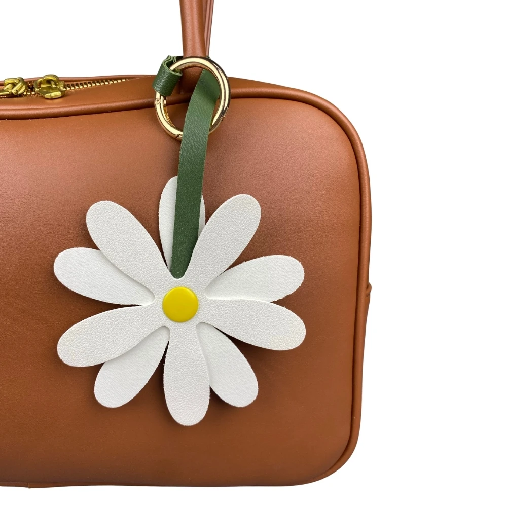 Elegant Oversized Daisy Bag Charm Double-Layer Leaf Details Exquisite Craftsmanship Chic Accessory for Handbags