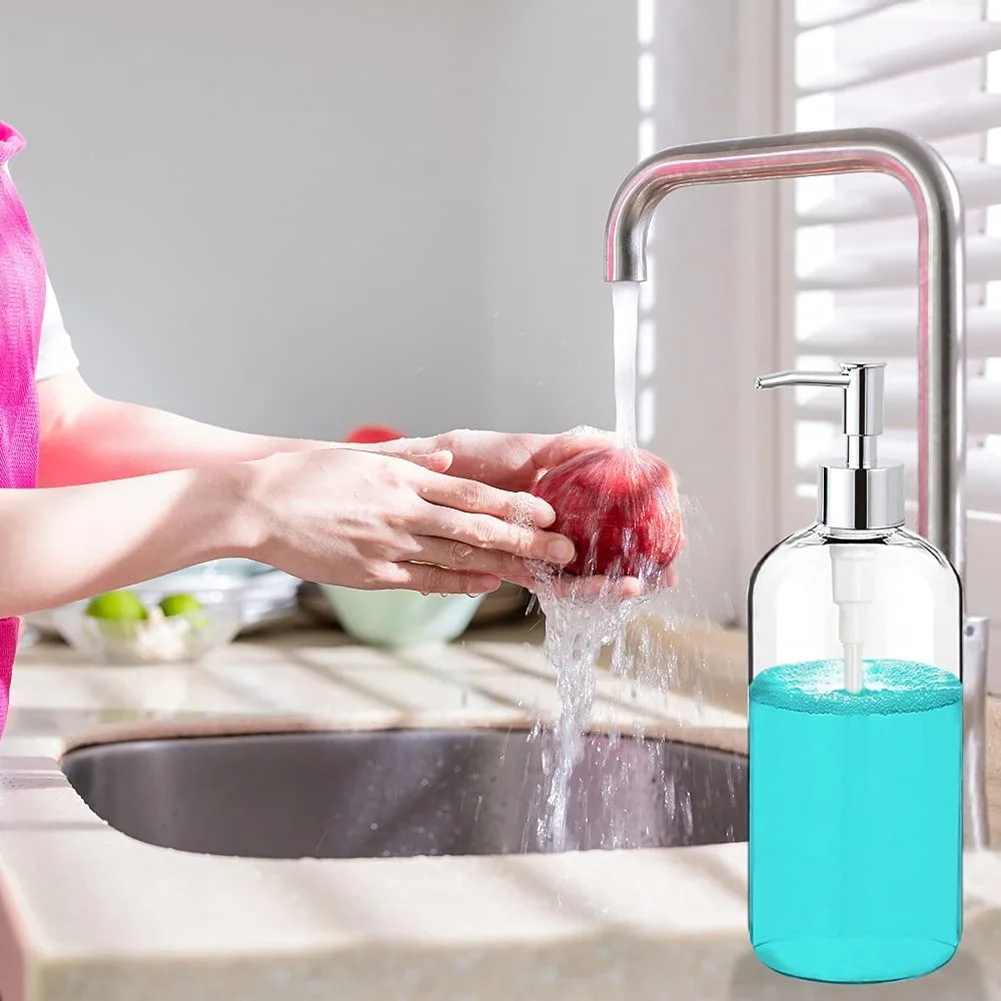 Soap Dispenser Clear Glass Soap Dispenser with Pump 16 Oz Refillable Liquid Hand Soap Dispenser for Bathroom Kitchen