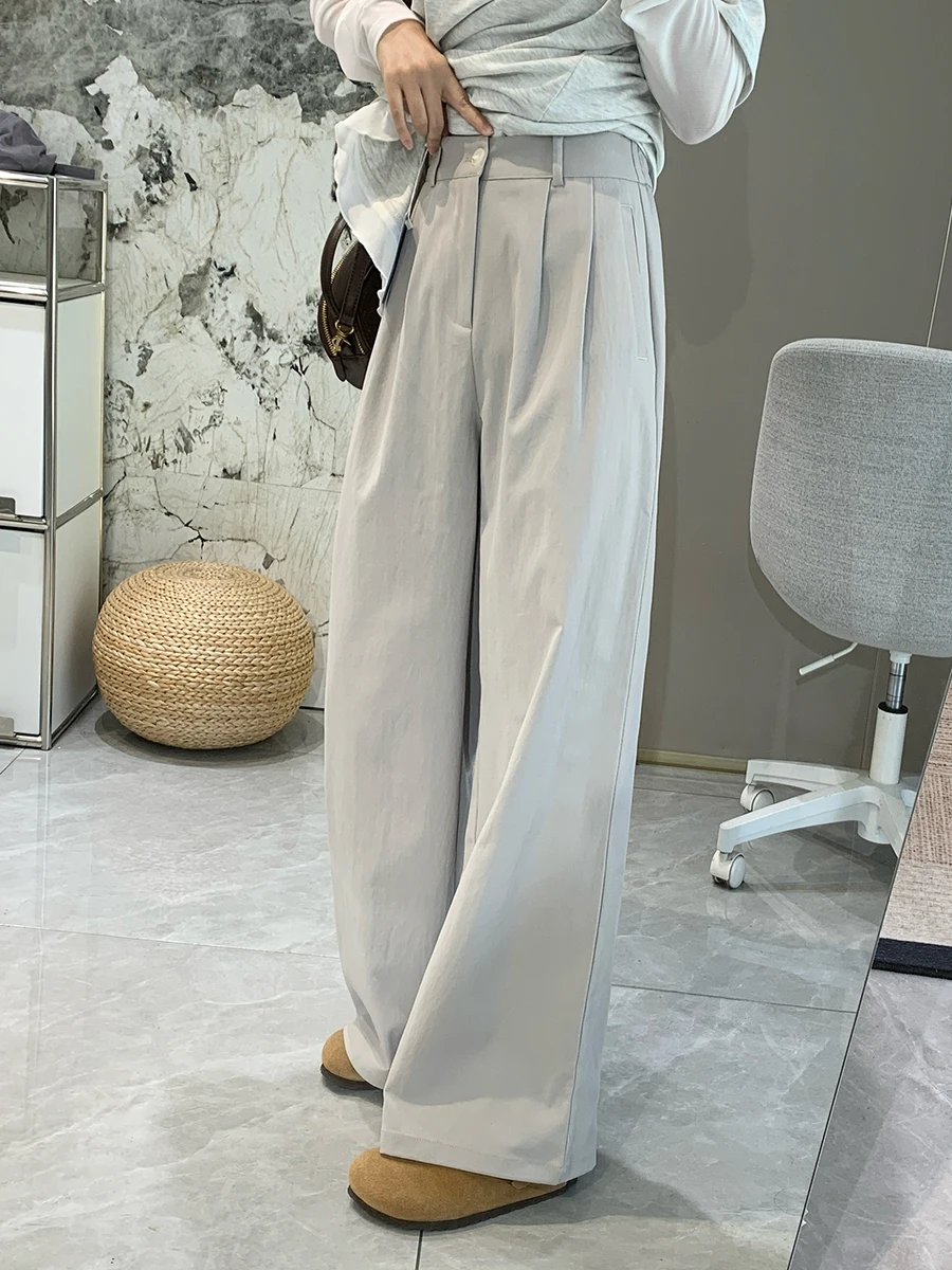 

Comfortable Anti-Wrinkle Drapey Wide Leg Pants Women's High Waist Conceal Hip Slim Straight Casual Trousers Spring 2026