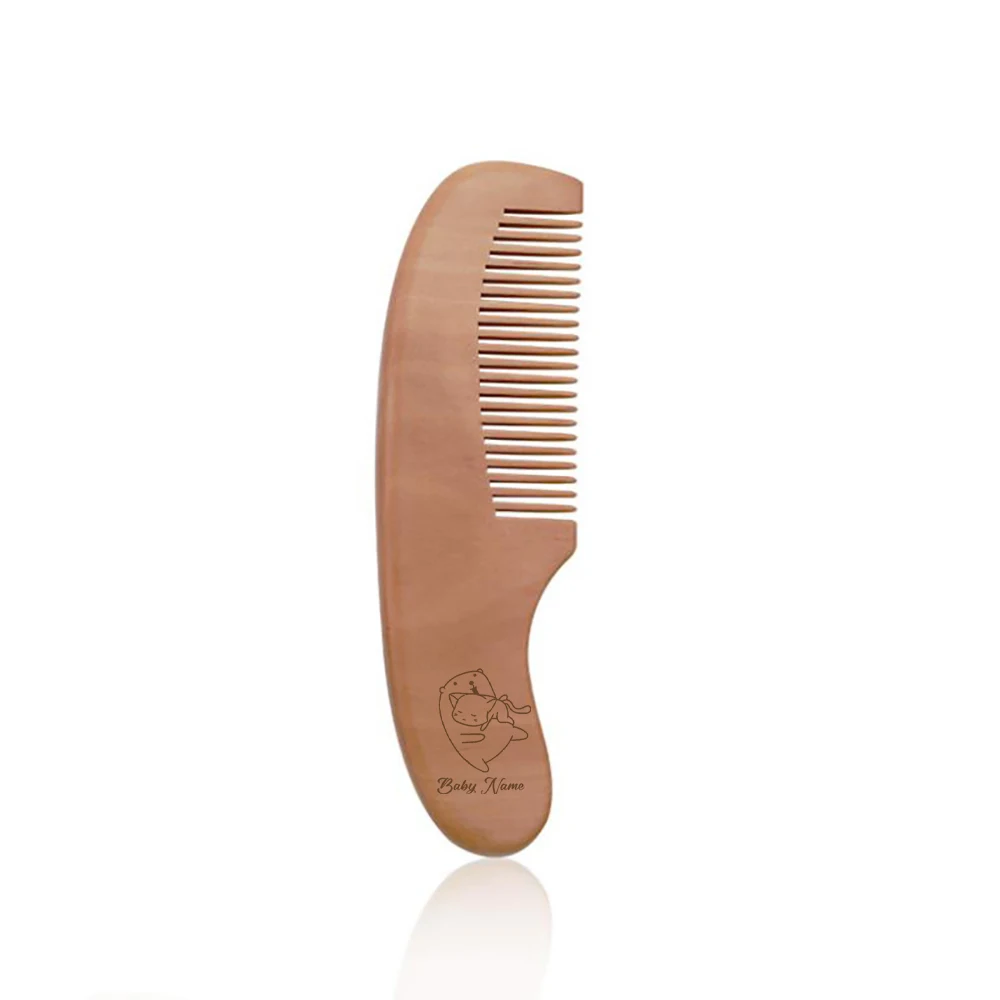 Custom Wooden Baby Hair Brush Children\'s Small Comb Natural Soft Hair Newborn Hair Brush Head Massager Baby Wool Brush