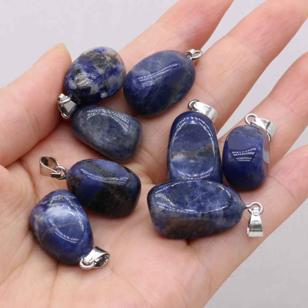 Natural Gem Stone Lapis Lazuli Irregular Pendant Handmade Crafts DIY Charm Necklace Jewelry Accessories Exquisite Gift Making