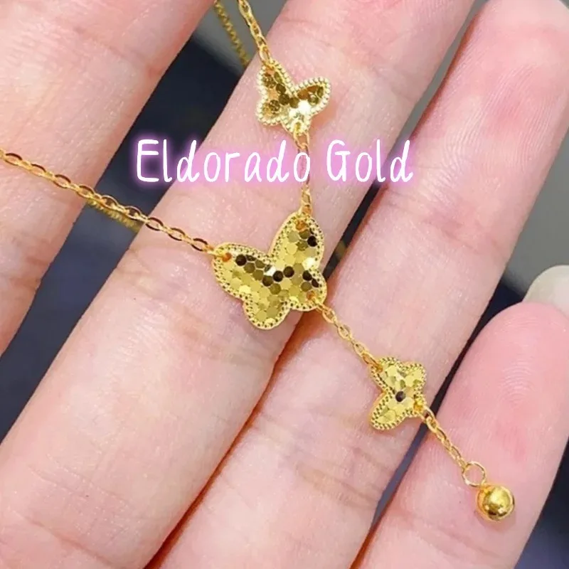 

Eldorado 2025 202518K AU750 Genuine Golden Dragon Scale Butterfly Tassel Necklace, Women's High-end Collarbone Chain Jewel