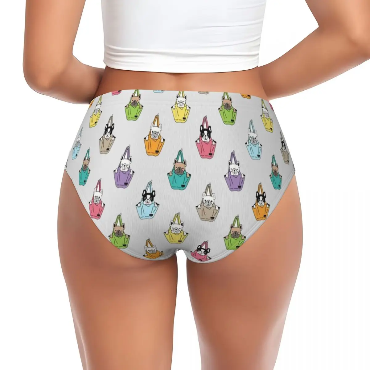 Custom French Bulldog Bag Funny Pattern Briefs Underwear Women Comfortable Stretch Panties