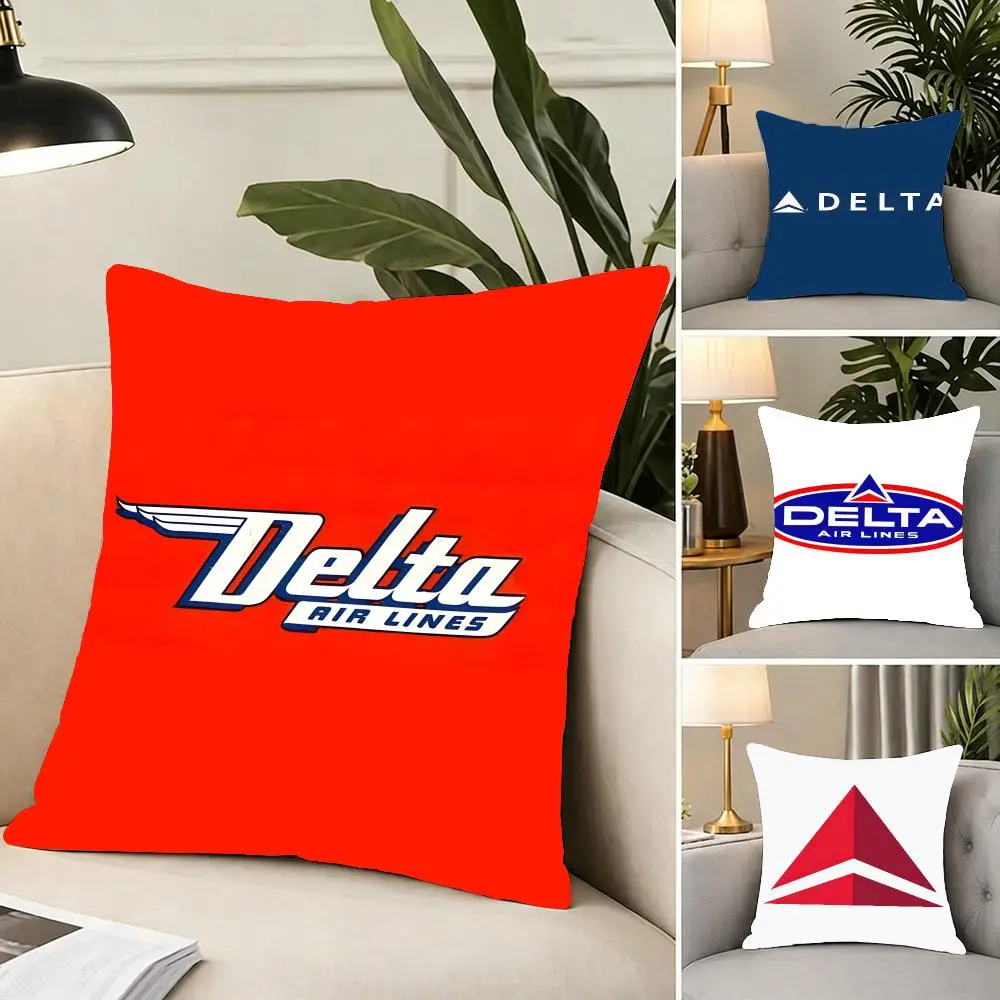 Airline Travel Delta Air Lines Cushion Cover Portable floor cushion for travel Yoga Minimalist text 2way tricot