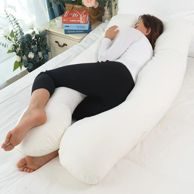 QR U-Shaped Body Pillow/Made of White 100% Cotton/55