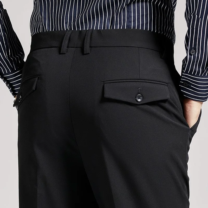 

Мужские брюки Slim Fit: прямые, драпированные, для делового и повседневного стиля, осенне-весенние, модные