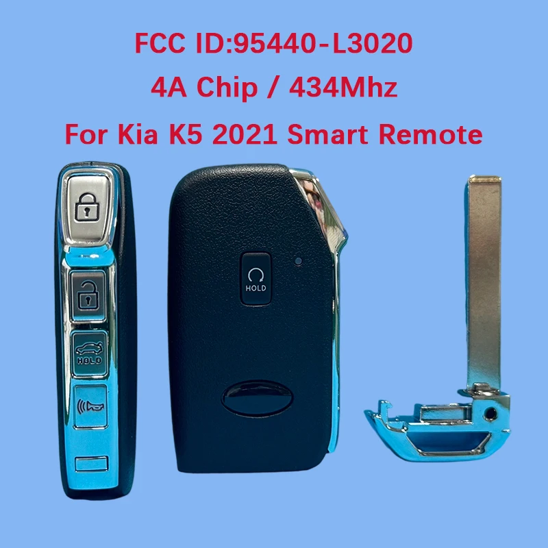 

CN051291 Aftermarket 5 Button Smart Keyless Entry Remote Fob 4A Chip 433Mhz P/N 95440-L3020 CQOFD00790 For Kia K5 2021+