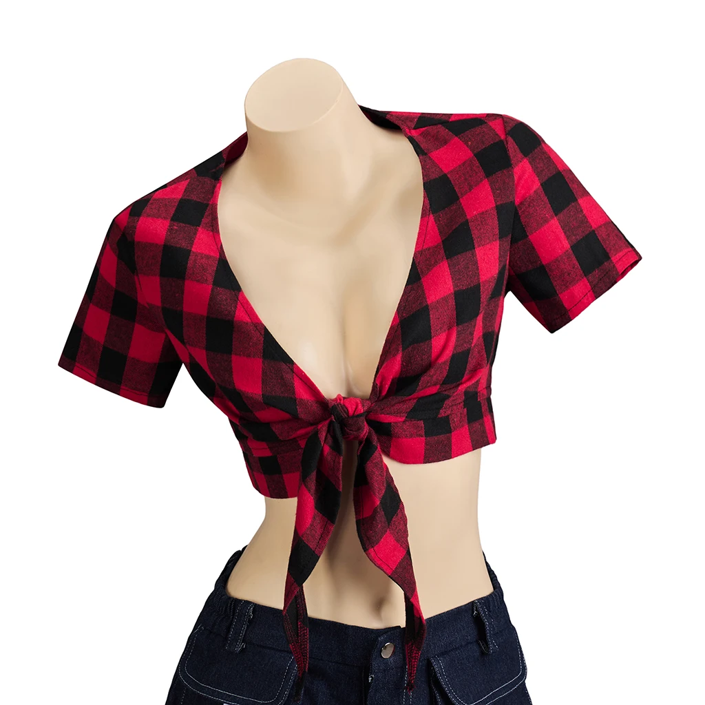 Movie Twin Peaks Cosplay Costume Sexy Short Red and Black Plaid Shirt Halloween Carnival Party Costume