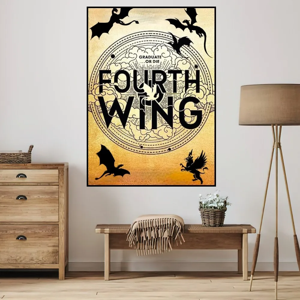 Books F-Fourth Wing Iron F-Flame P Poster Home Prints Wall Decoration Living Room Painting Bedroom Office