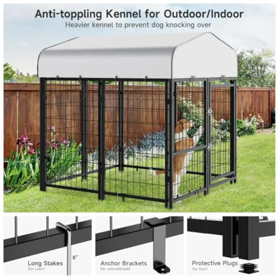 Уличная питомник для собак с крышей и кормушками Съемная дверь для собак Сознительная конструкция для средних и маленьких собак Квадратный корпус для домашних животных