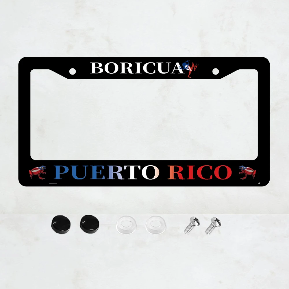 

1PC Boricua Puerto Rico Aluminum License Plate Frame - US Standard Size, Decorative Car License Plate Bracket, 2 Holes