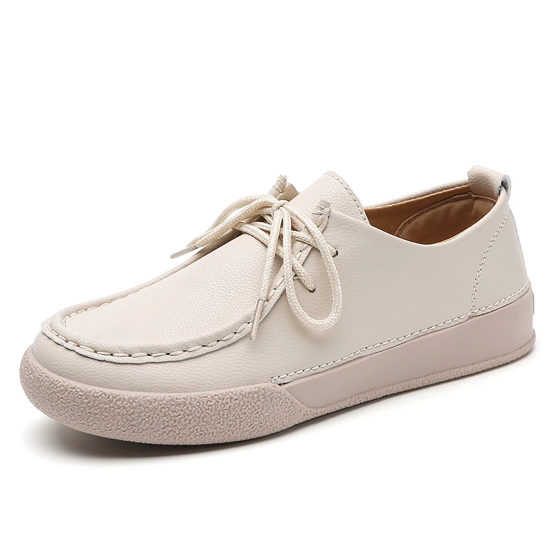 Scarpe da donna Nuove scarpe da ginnastica casual in pelle bovina 100% di grandi dimensioni Mocassini da donna Comfort leggero Suola spessa Scarpe in pelle da donna alla moda