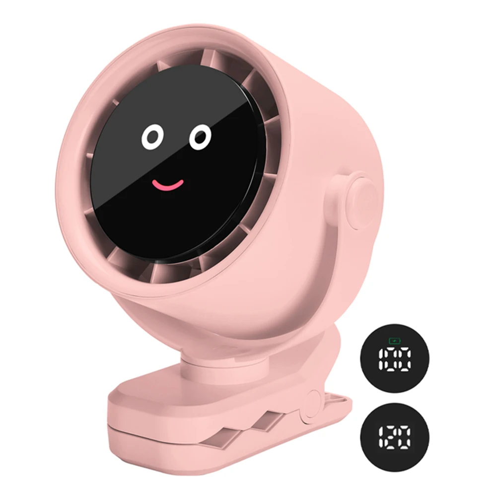 

14.8*8*17.3cm Mini Desk Fan Silent Clip Fan Adjustable Wind Speed High Battery Capacity LED Display For Bedrooms
