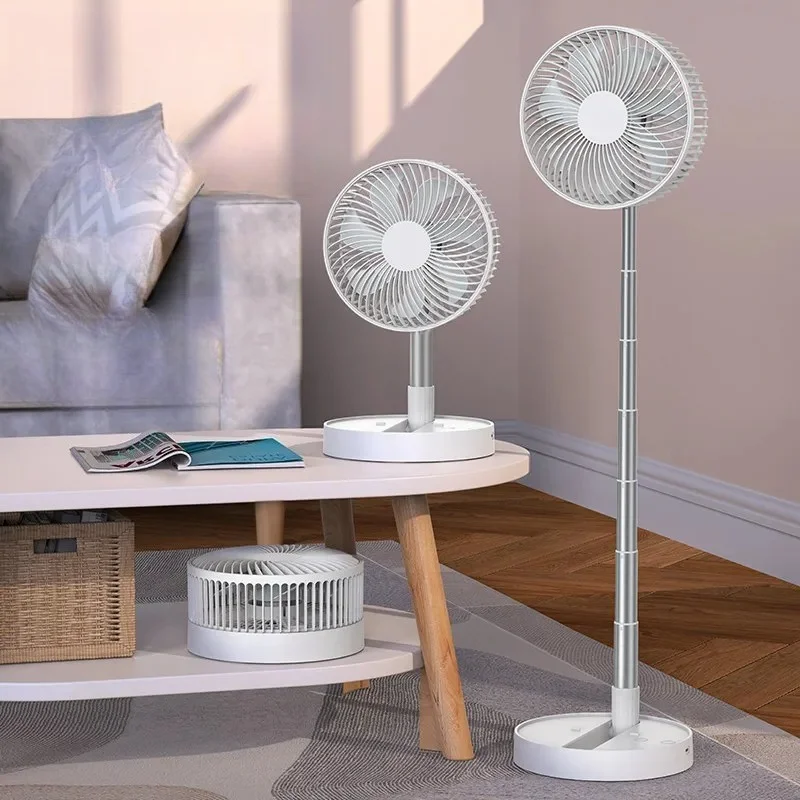 Folding Floor Fan with Remote Portable Stand Fan Rechargeable USB Telescopic Oscillating Desk Fan Office Home Long Battery Life