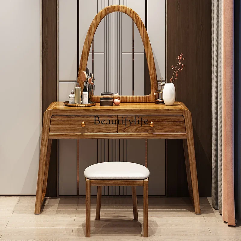 

yj32 Ebony dressing table and chair combination new Chinese bedroom with mirror dressing table