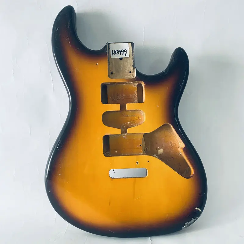 EB999  HSH Pickups Strato Model ST Electric Guitar Body Solid Basswood Right Hand Sunburst with Damages for DIY Replace