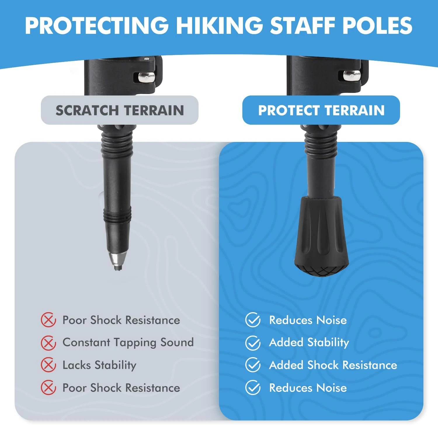 1-10 قطع من أطراف عصا المشي المطاطية المضادة للانزلاق لعصي المشي لمسافات طويلة، واقيات أطراف عصا المشي المتينة، ملحقات عصا المشي