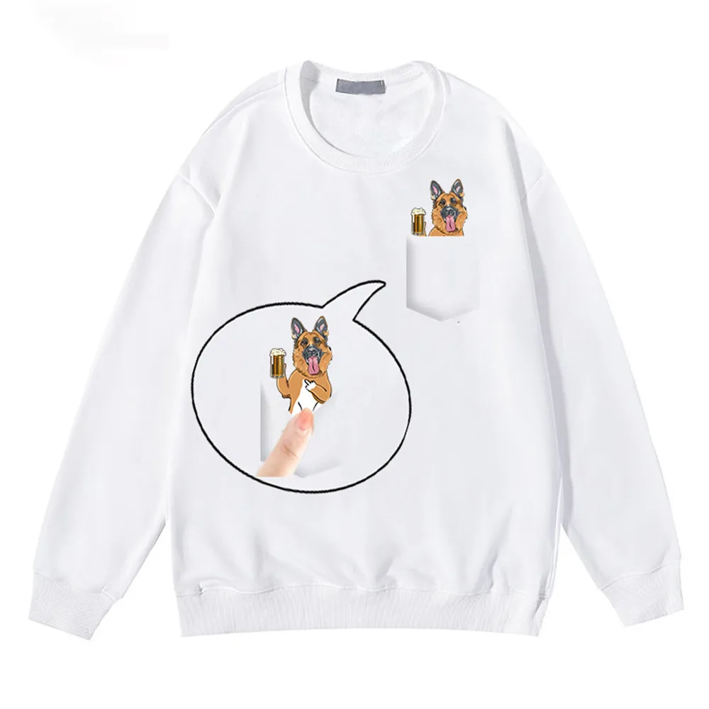 

CLOOCL Funny German Shepherd Sweatshirts Middle Finger Animal Dog Pocket Printed Streetwear Female Hip Hop Tops Men Clothing