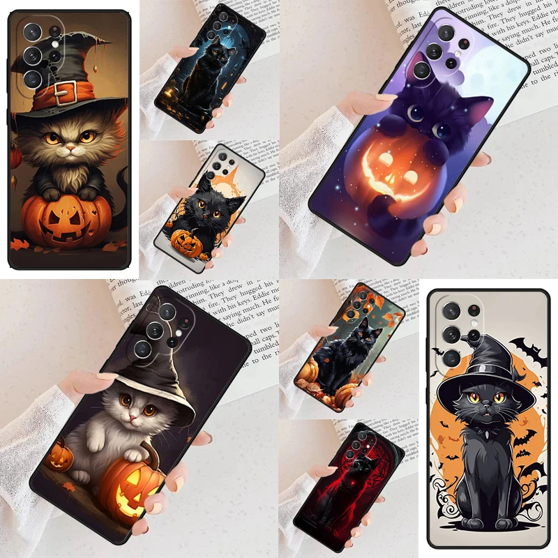 Funny Animal Cartoon Halloween Cat Cell Phone Case for Samsung Galaxy S26 Ultra S25 S24 S23 S22 S21 S20 Note10 Cover