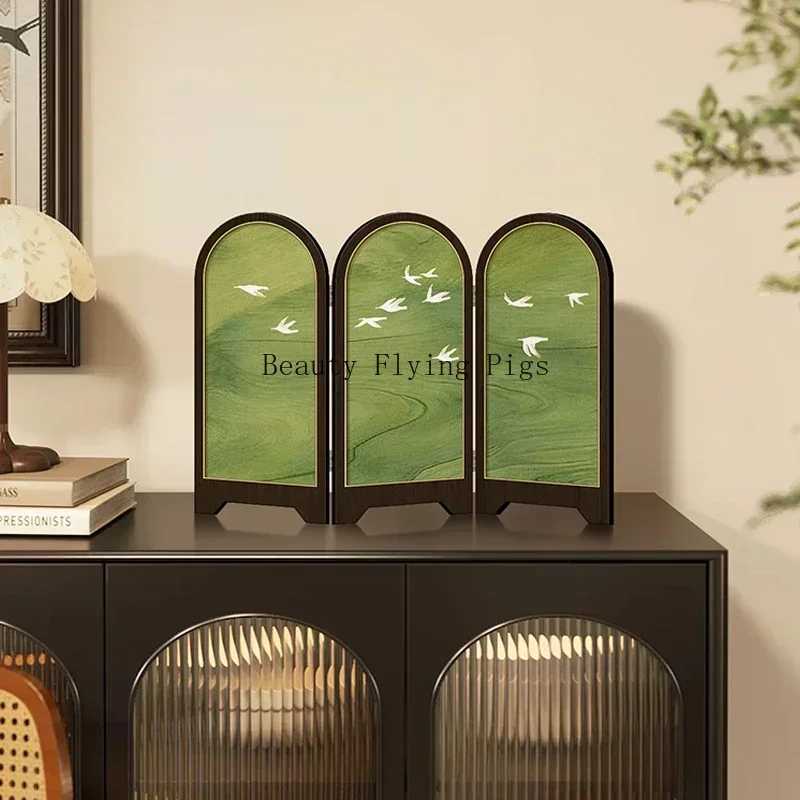 

1pc, Chinese Style Desktop Screen Decoration, Xuanguan Painting Desktop Partition, Living Room Home Decoration, Foldable Screen