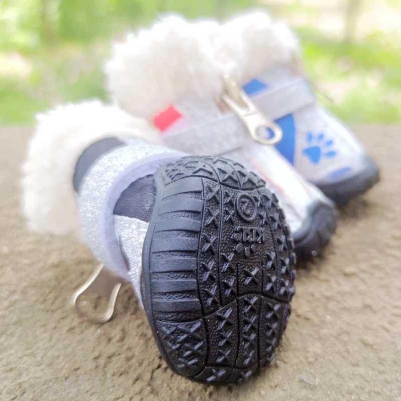 Paw Print Shoes For Small Large Dogs Winter Thicken Snow Pet Boots 4pcs/set French Bulldog Chihuahua 8 Size Cat Pugs Foot Wear view 4