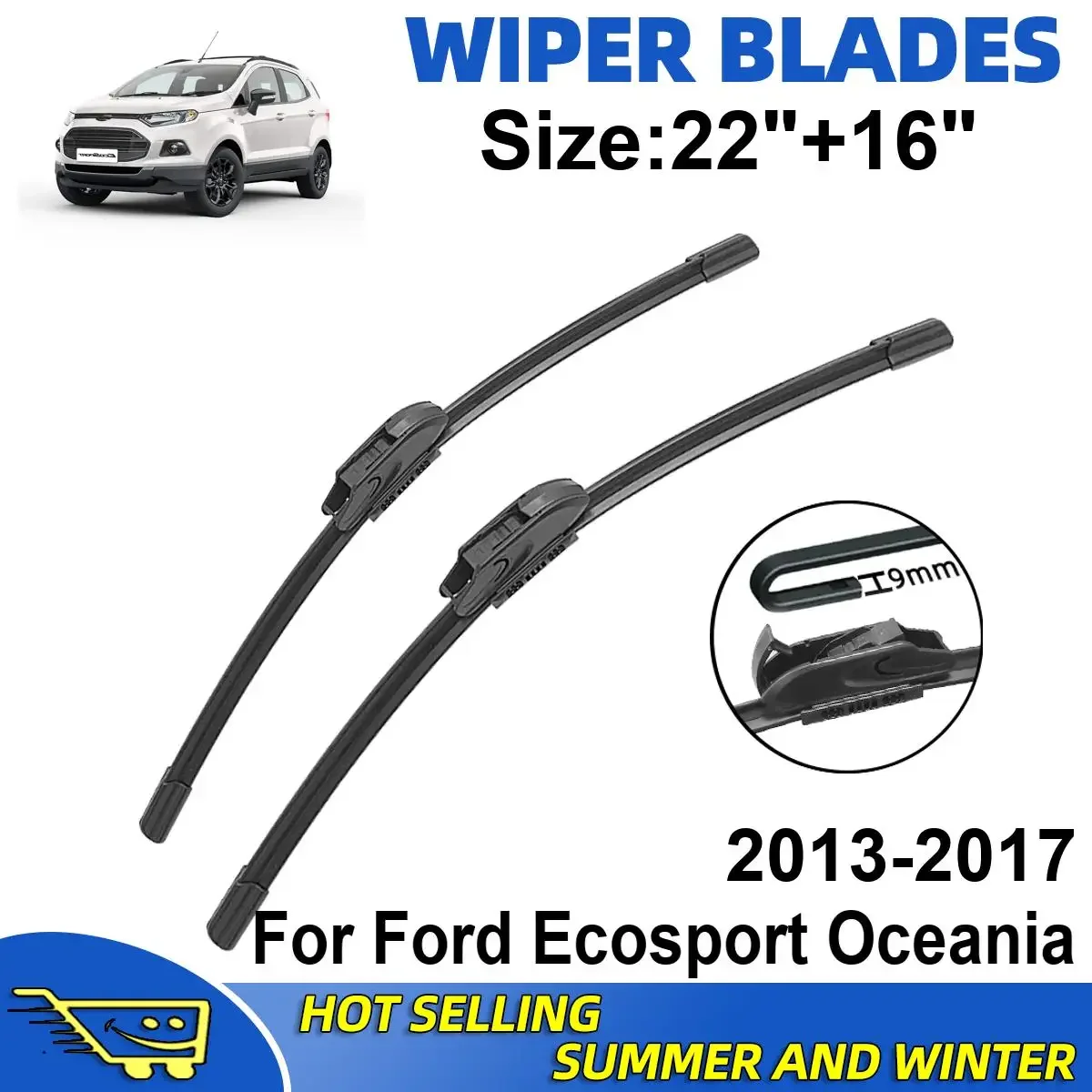

2PCS Wiper Blades Set Kit For Ford Ecosport Oceania 2013-2017 Front Windshield Brushes Windscreen Window Accessories
