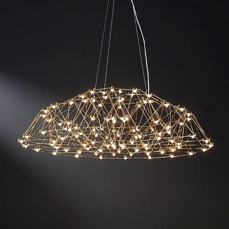 Italy Designer Starry Sky Bedroom Restaurant Staircase Hanging Lamp Attic LED Chandelier Gold Silver Light Body Decor Lighting
