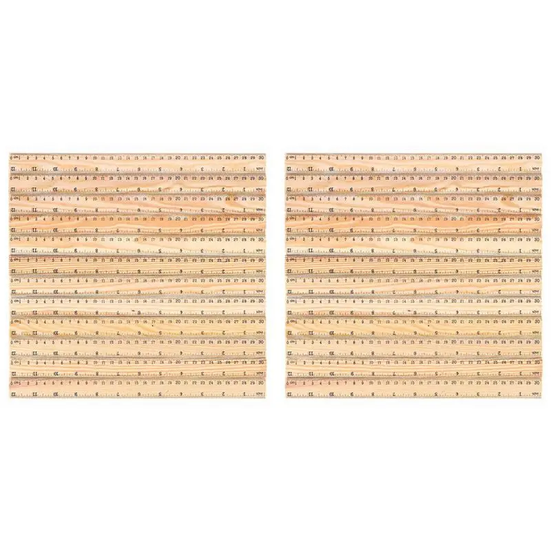 Hot Trend-24 X Wood Ruler Student Rulers Wooden School Rulers Office Ruler Measuring Ruler, 2 Scale (12 Inch And 30 Cm)