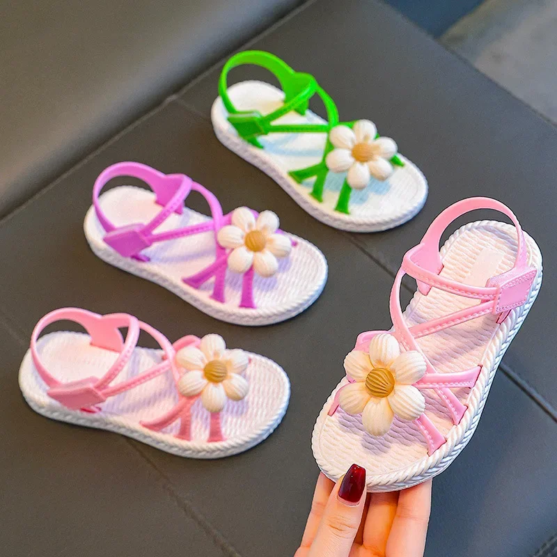 Sandalias de verano para niños y niñas, sandalias antideslizantes, fondo suave, dibujos animados, princesa