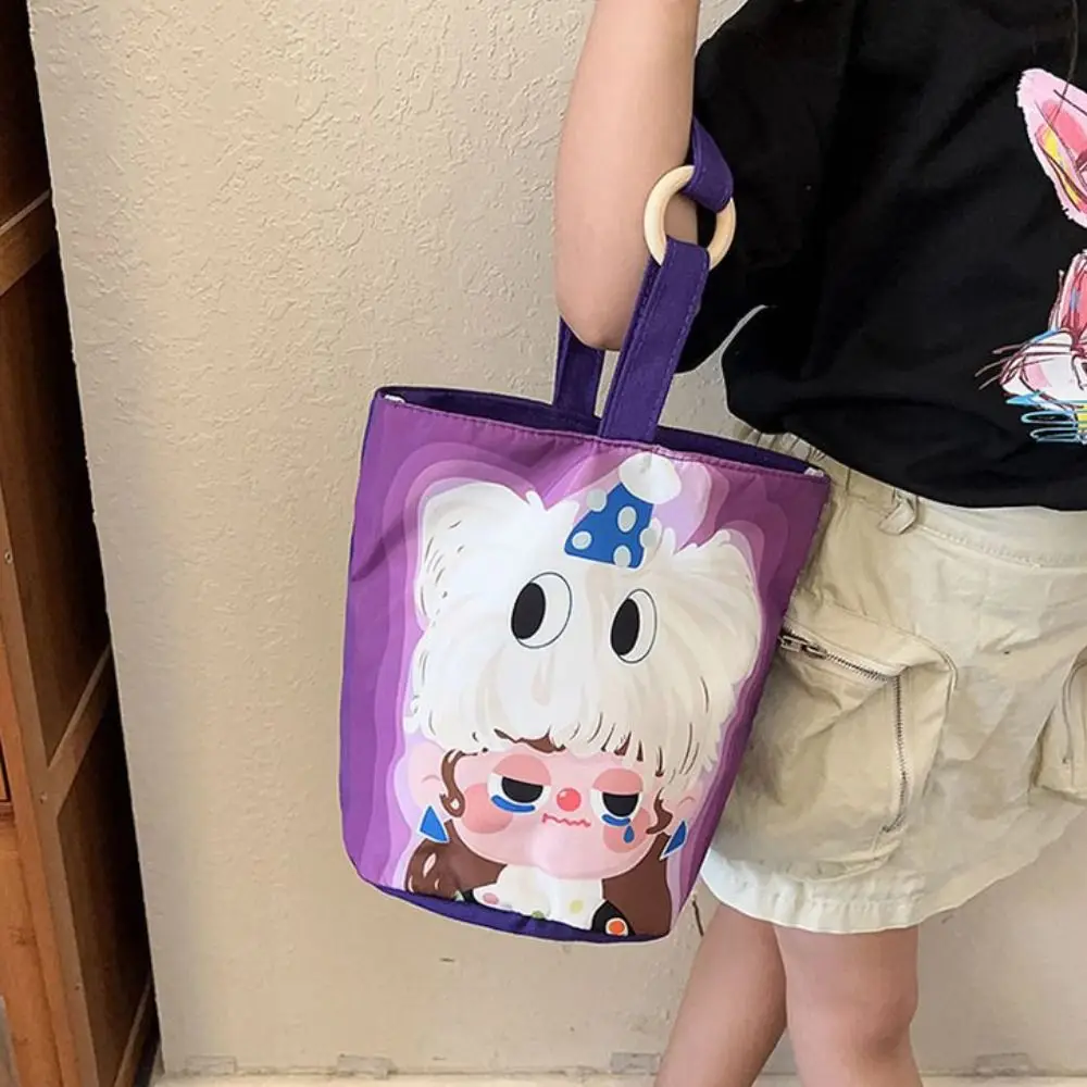 

Cute Cartoon Girl Canvas Bucket Bag Y2K Korean Style Cartoon Mummy Bag Large Capacity Tote Bag Canvas Shoulder Bag Outdoor