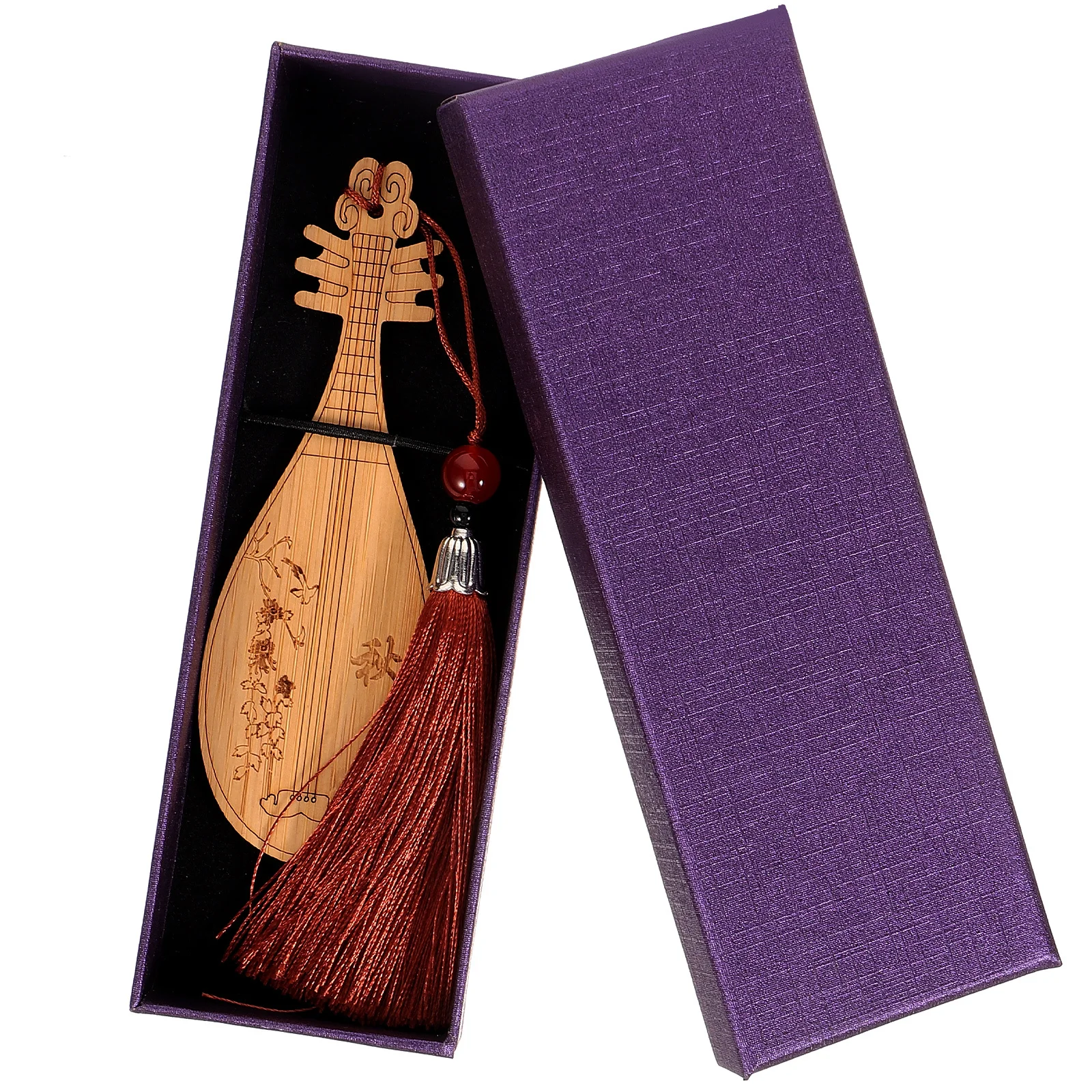 

Shape Pipa Bookmark Bookmarks Exquisite Musical Instrument Lettering Traditional Wood Student