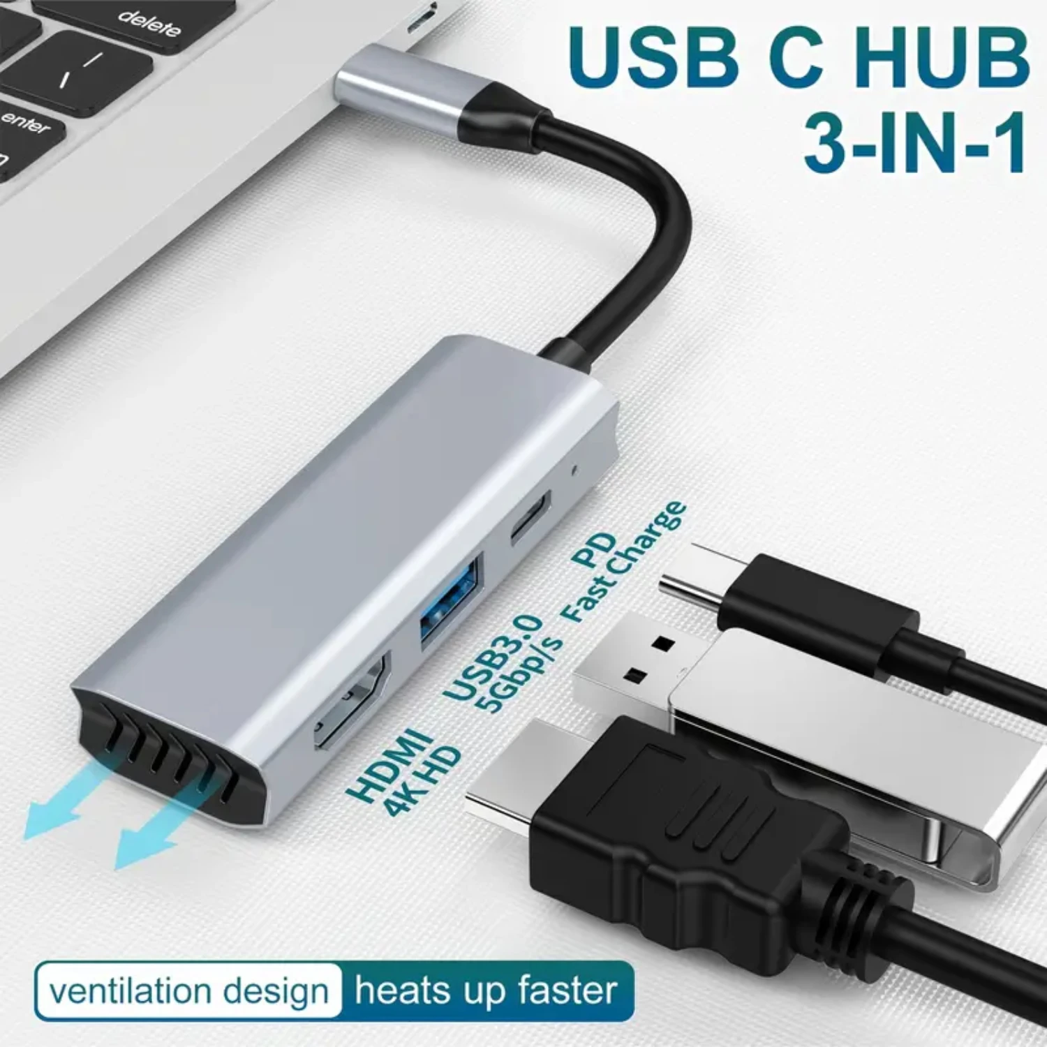 TYPE-C Docking Station Hub Three-in-one USB-C To HDMI Hub 4k Laptop Expansion