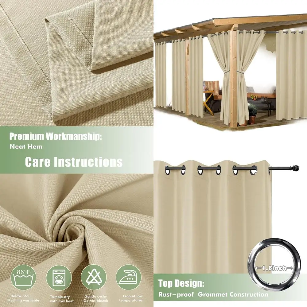 

Наружные шторы для патио, водонепроницаемые, 6 панелей — 54x95 дюймов — устойчивые к атмосферным воздействиям внешние шторы для перголы на крыльце Cabana