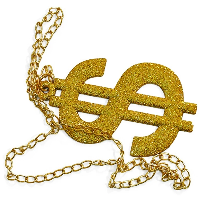 Collana dorata con catena, pendente con dollari con catena punk hip-hop per le donne Dropshipping