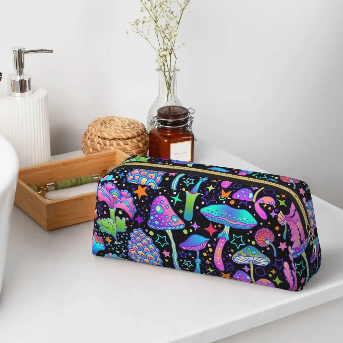 Psychedelic Magic Mushrooms Print Lava Pencil Case for Boys Girls School Pen Box Pencil Bag Pencil Pouch